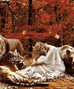 Lions and Girls Animal Paint By Numbers