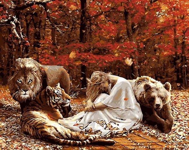 Lions and Girls Animal Paint By Numbers