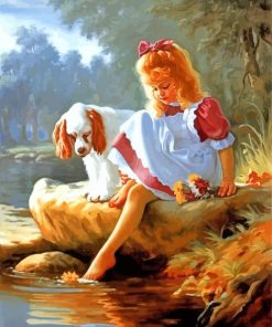 Little Girl and Dog Companionship Paint By Numbers