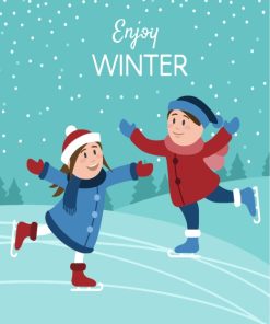 Winter Ice Skaters Kids Paint By Numbers