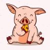 Cute Pig with Pizza Paint By Numbers