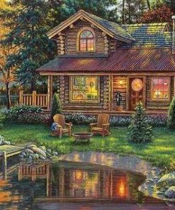 Log Cabin Nature Paint By Numbers