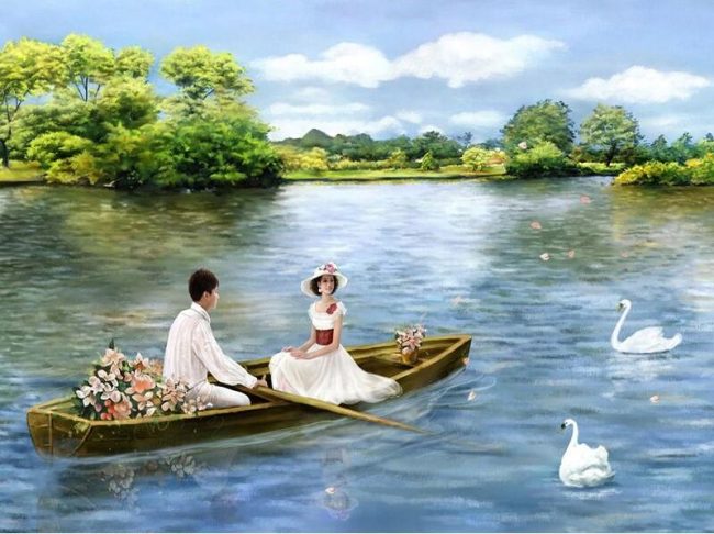 Romantic Couples in Boat Paint By Numbers