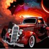 Antique Red Car Engines Paint By Numbers