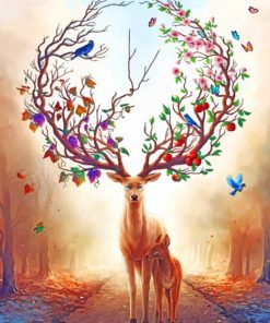 Majestic Deer and Butterfly Paint By Numbers