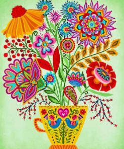 Colorful Mandala Flower Vase Paint By Numbers