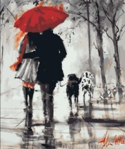 Romantic Couple in the Rain Paint By Numbers