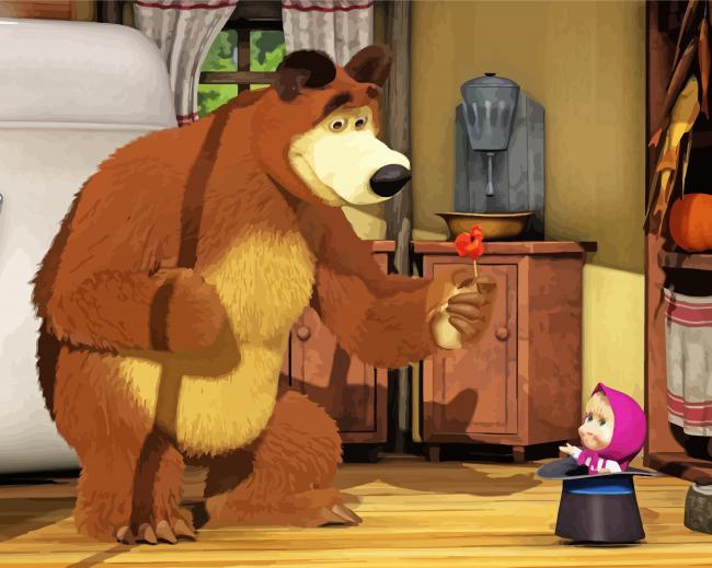 Finalizing Masha And The Bear Cartoon Paint By Numbers artwork