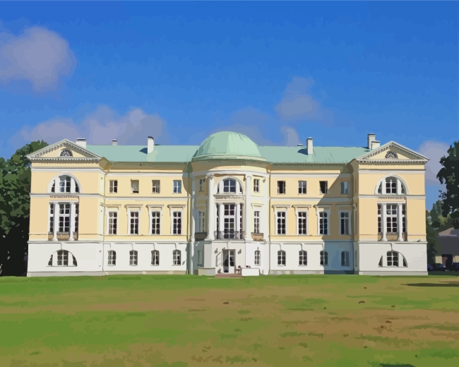 Finalizing Latvia Mezotne Palace Paint by numbers artwork