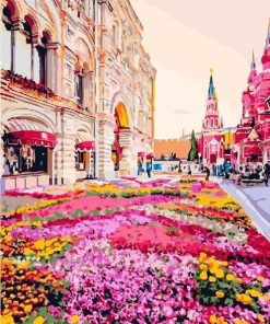 Floral Moscow City Paint By Numbers
