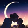 Mother Son Crescent Moon Silhouette Paint By Numbers