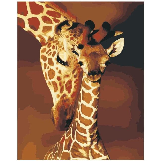 Mother Giraffe Wildlife Painting Paint By Numbers