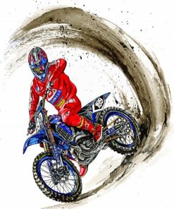 Blue Motorbike Racing Paint By Numbers