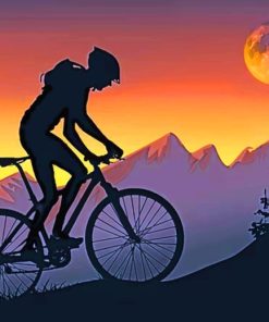 Mountain Biker Sunset Adventure Paint By Numbers
