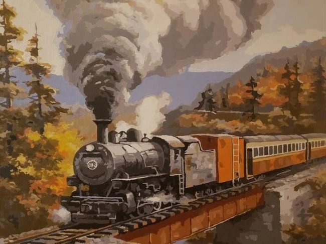 Mountain Train Landscape Paint By Numbers