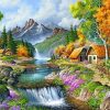 Mountain Waterfall Nature Paint By Numbers