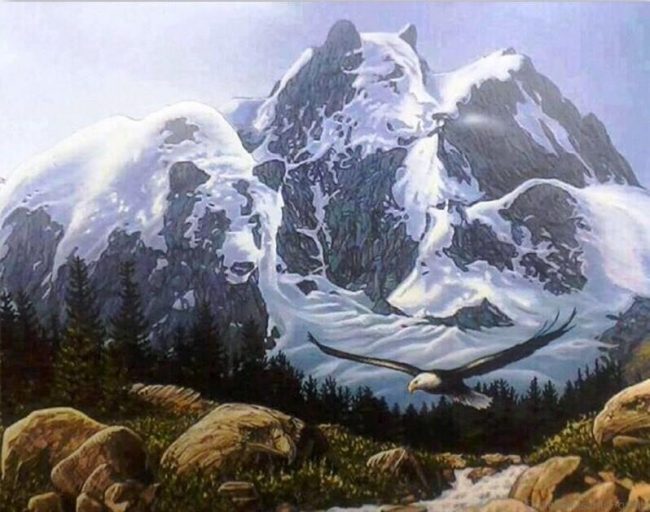 Bear-Shaped Mountain Landscape Paint By Numbers