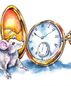 Whimsical Mouse and Clock Paint By Numbers
