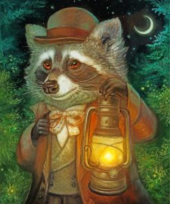 Unique Raccoon Lantern Paint By Numbers