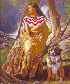 Native Woman Dog Paint By Numbers