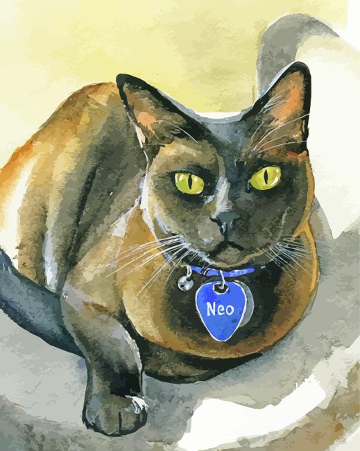 Finalizing Neo Burmese Cat Paint By Numbers Artwork