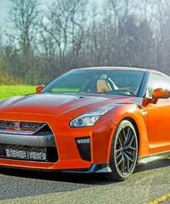 Orange Nissan GTR Sports Car Paint By Numbers