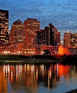 Dayton Ohio Skyline At Night Paint By Numbers