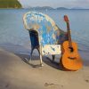 Vintage Beach Guitar Scene Paint By Numbers