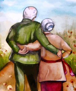 Romantic Old Couple Embrace Paint By Numbers