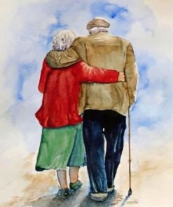 Romantic Old Couple Hugging Paint By Numbers