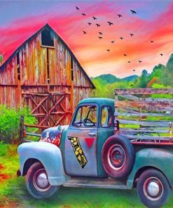 Old Pickup Truck Countryside Paint By Numbers