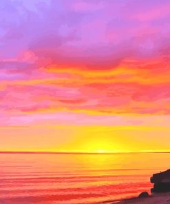 Orange and Pink Beach Sunrise Paint By Numbers
