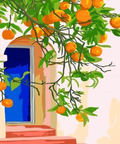 Orange Tree Blue Door Paint By Numbers