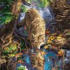 Wolf Drinking Pond Scene Paint By Numbers