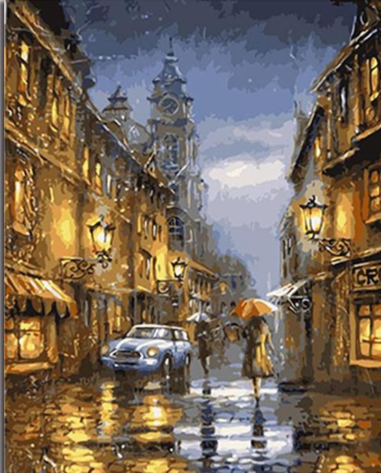 Finalizing your Rainy London Street City Scene artwork