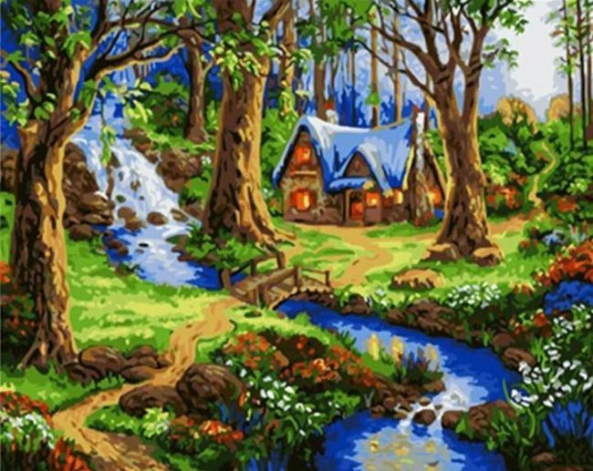 Fantasy House in Forest Paint By Numbers