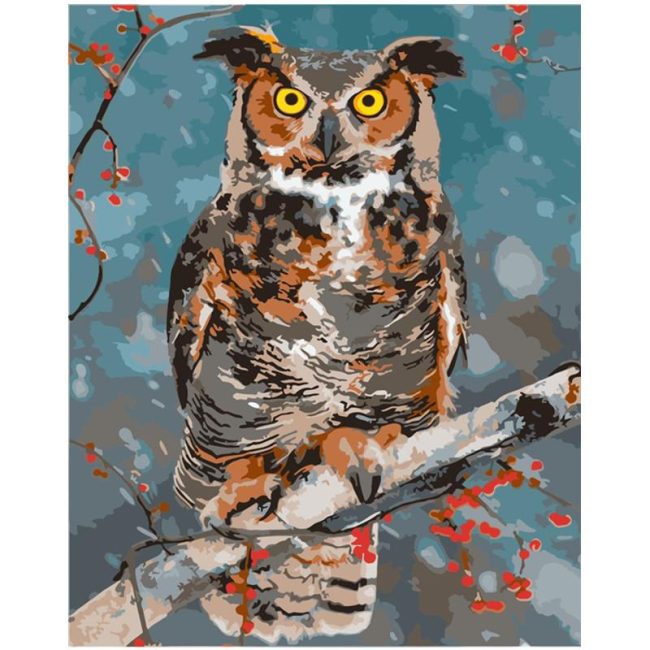 Plum Owl and Birds Paint By Numbers