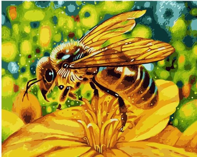 Yellow Bee Floral Animals Paint By Numbers