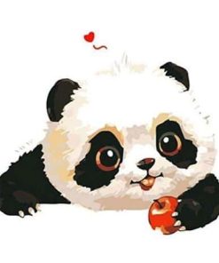 Panda With Apple Paint By Numbers