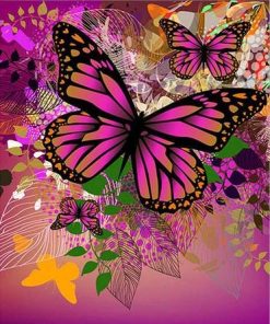 Pink Butterfly Animals Paint By Numbers