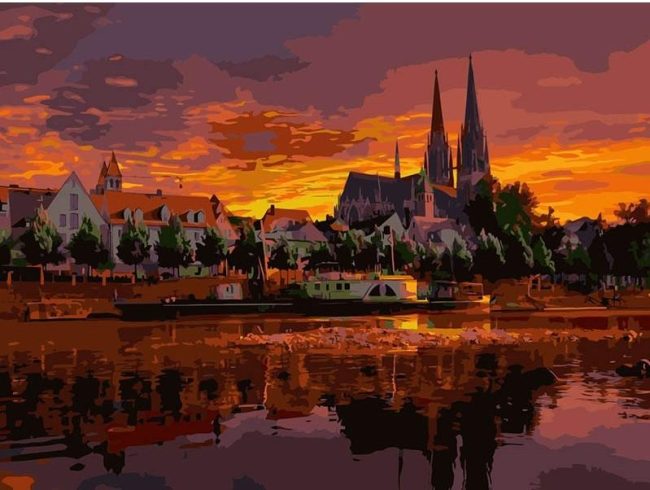 Notre Dame Sunset Paint By Numbers