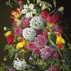Parrot and Rose Blooms Paint By Numbers