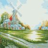 Windmill Landscape Frame Paint By Numbers