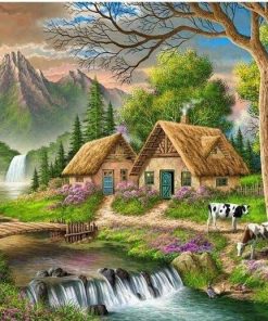 Riverside Village Landscape Paint By Numbers