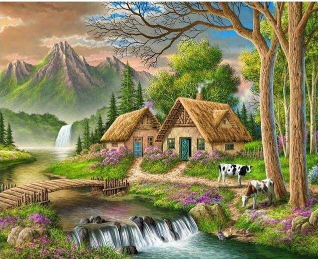 Finalizing Riverside Village Landscape artwork