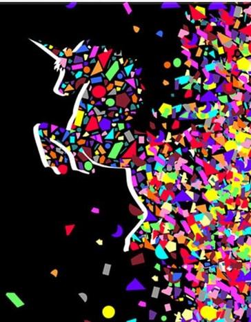 Completed Unicorn Artwork in Paint By Numbers