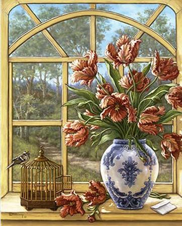 Finalizing the Floral Window Scene painting