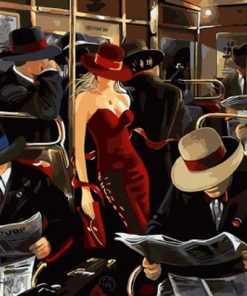 People on Buses Cityscape Paint By Numbers