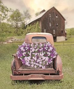 Petunia Pickup Truck Paint By Numbers