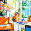 Piano and Violin Vintage Still Life Paint By Numbers